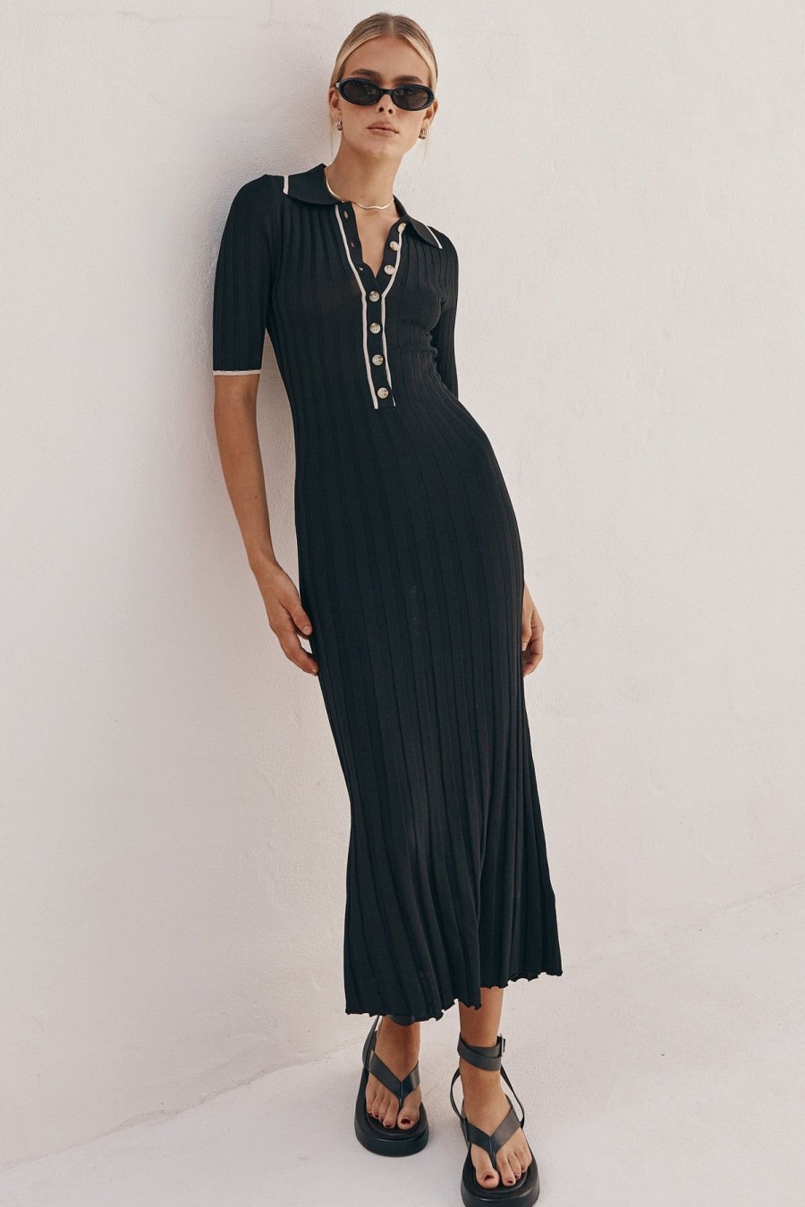 Dresses Runway Scout | Stephie Knit Midi Dress (Black)
