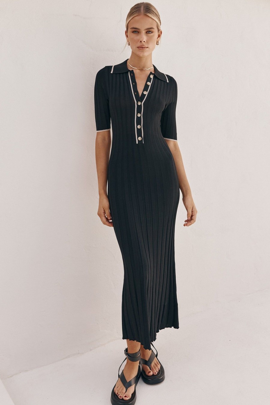 Dresses Runway Scout | Stephie Knit Midi Dress (Black)